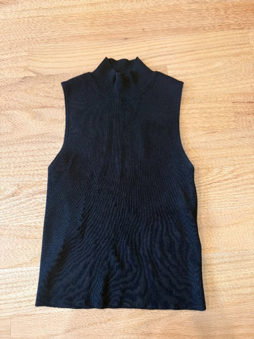 Madewell Black High Neck / Mock Neck Sleeveless Ribbed Knit Top